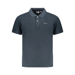 Blue Cotton Men Polo