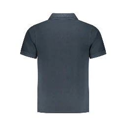 Blue Cotton Men Polo