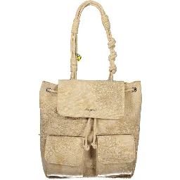 Beige Polyurethane Women Backpack