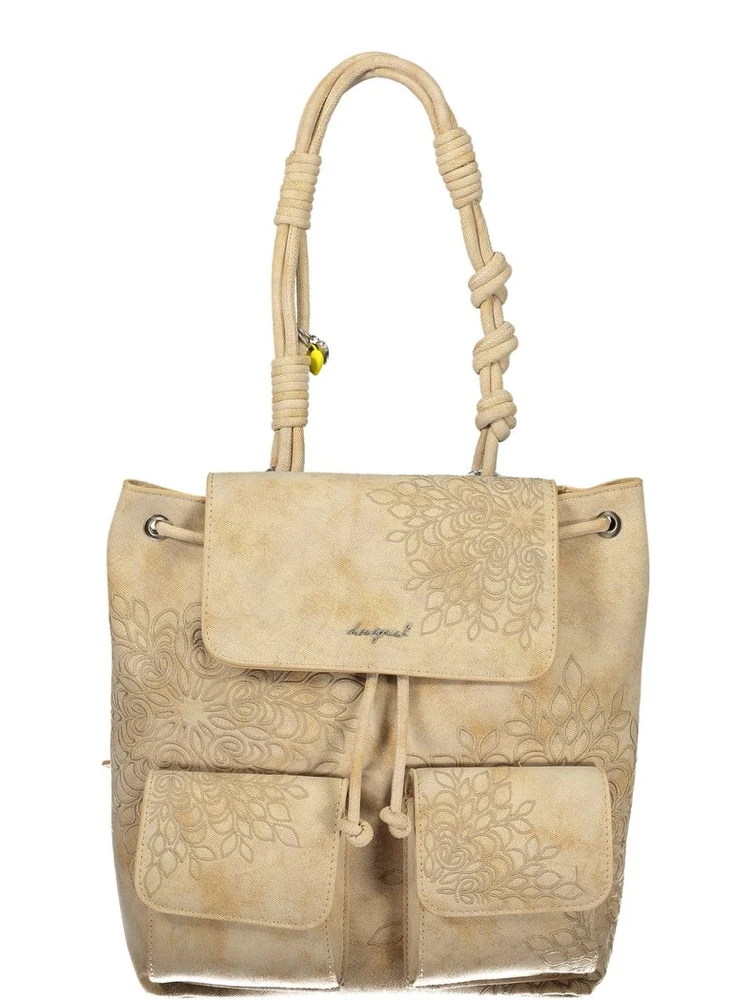 Beige Polyurethane Women Backpack