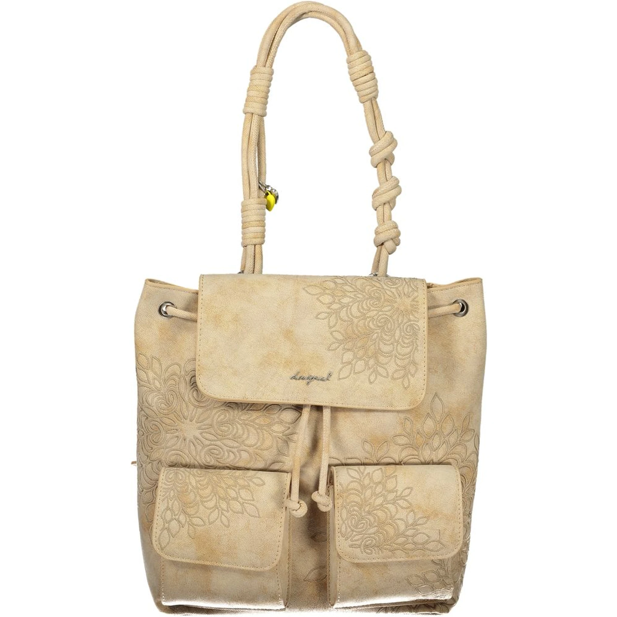 Beige Polyurethane Women Backpack