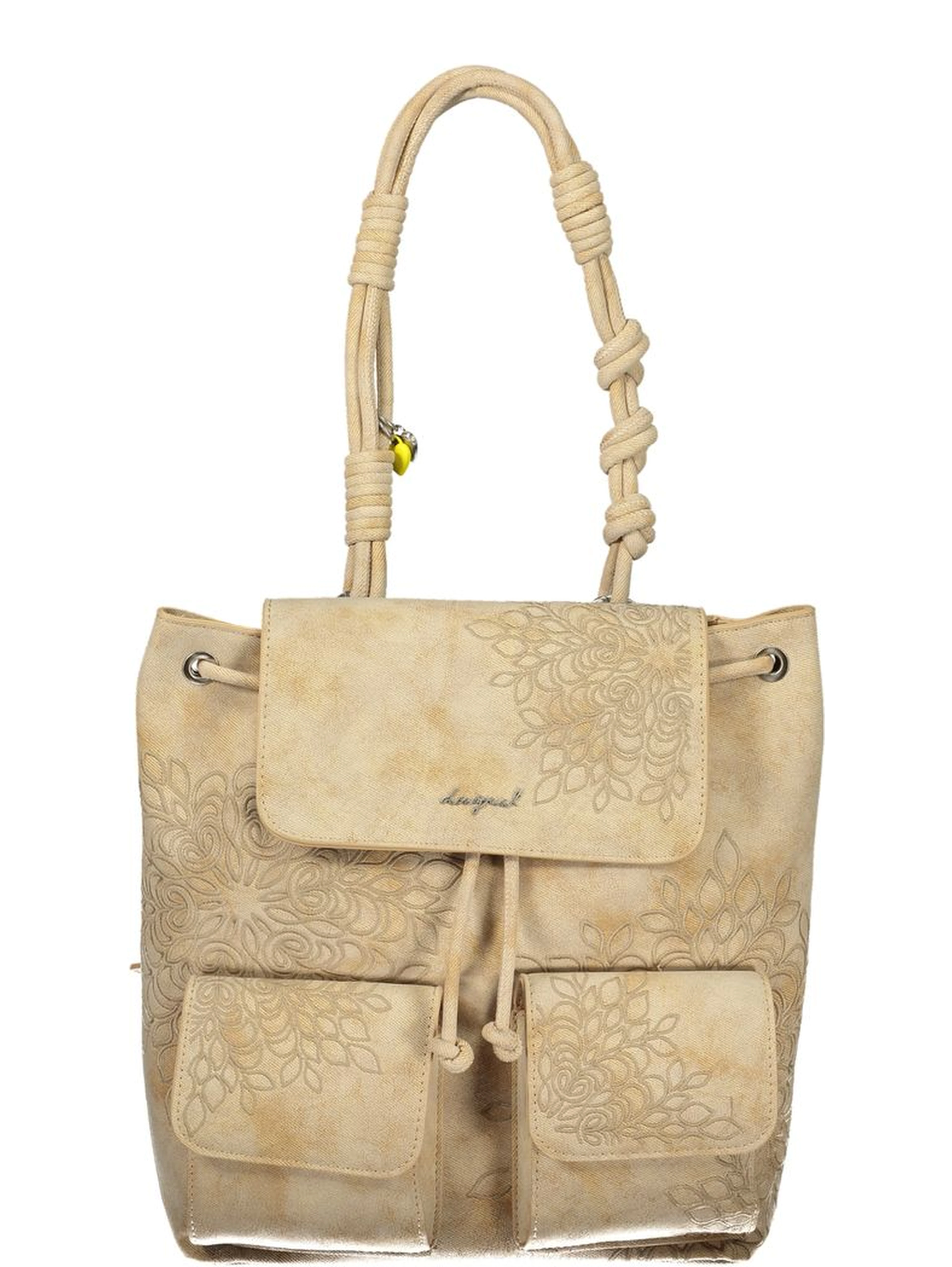 Beige Polyurethane Women Backpack