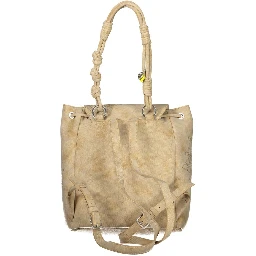 Beige Polyurethane Women Backpack