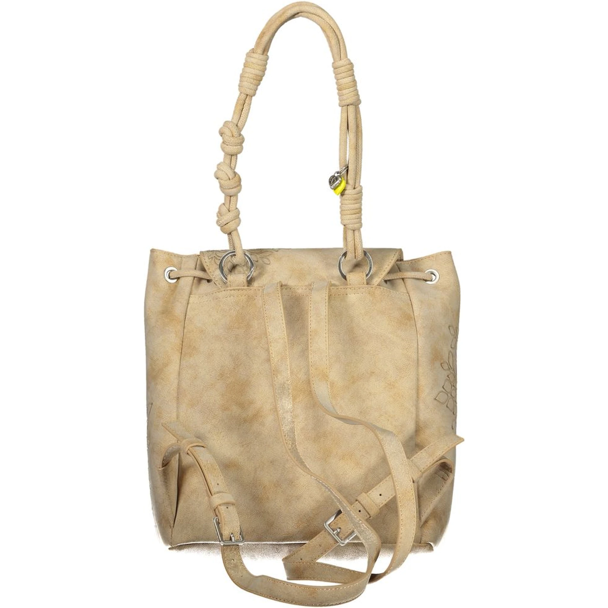 Beige Polyurethane Women Backpack
