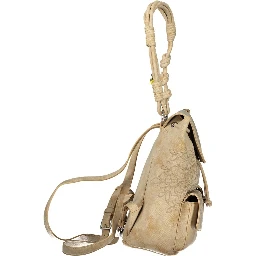 Beige Polyurethane Women Backpack