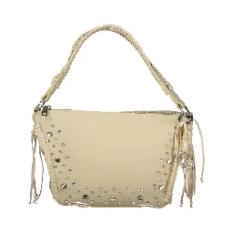 Beige Polyurethane Women Handbag