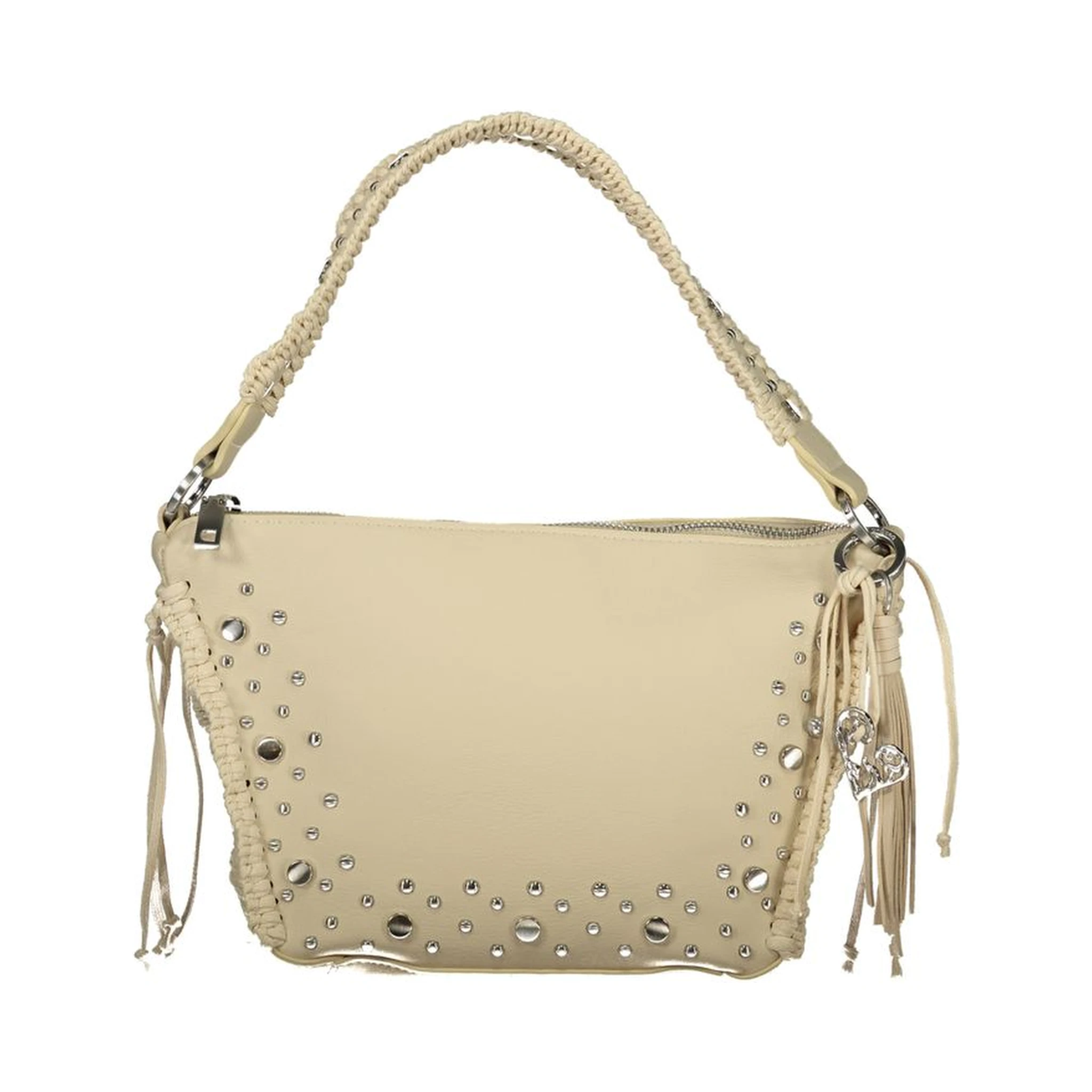 Beige Polyurethane Women Handbag