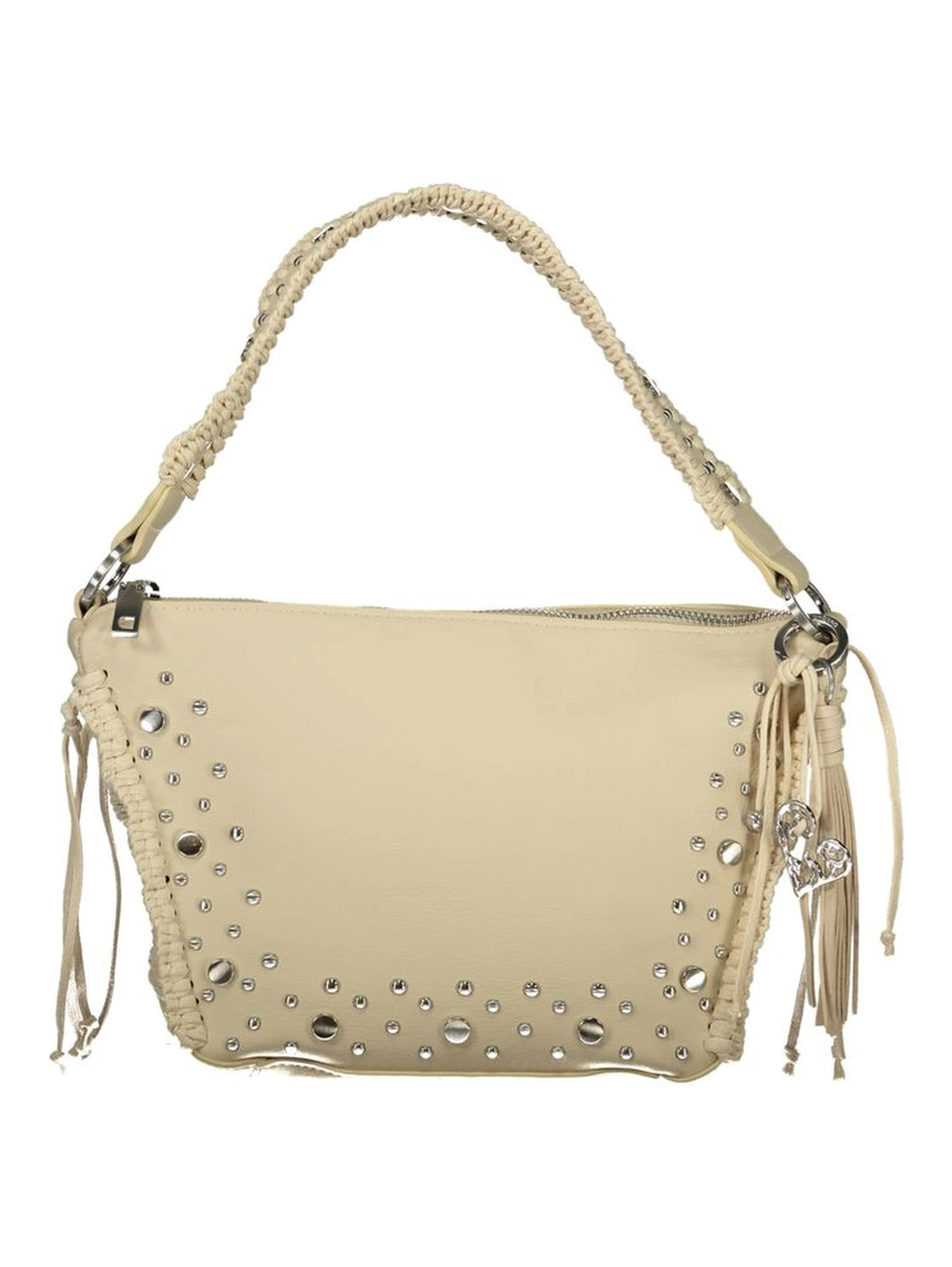Beige Polyurethane Women Handbag