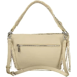 Beige Polyurethane Women Handbag