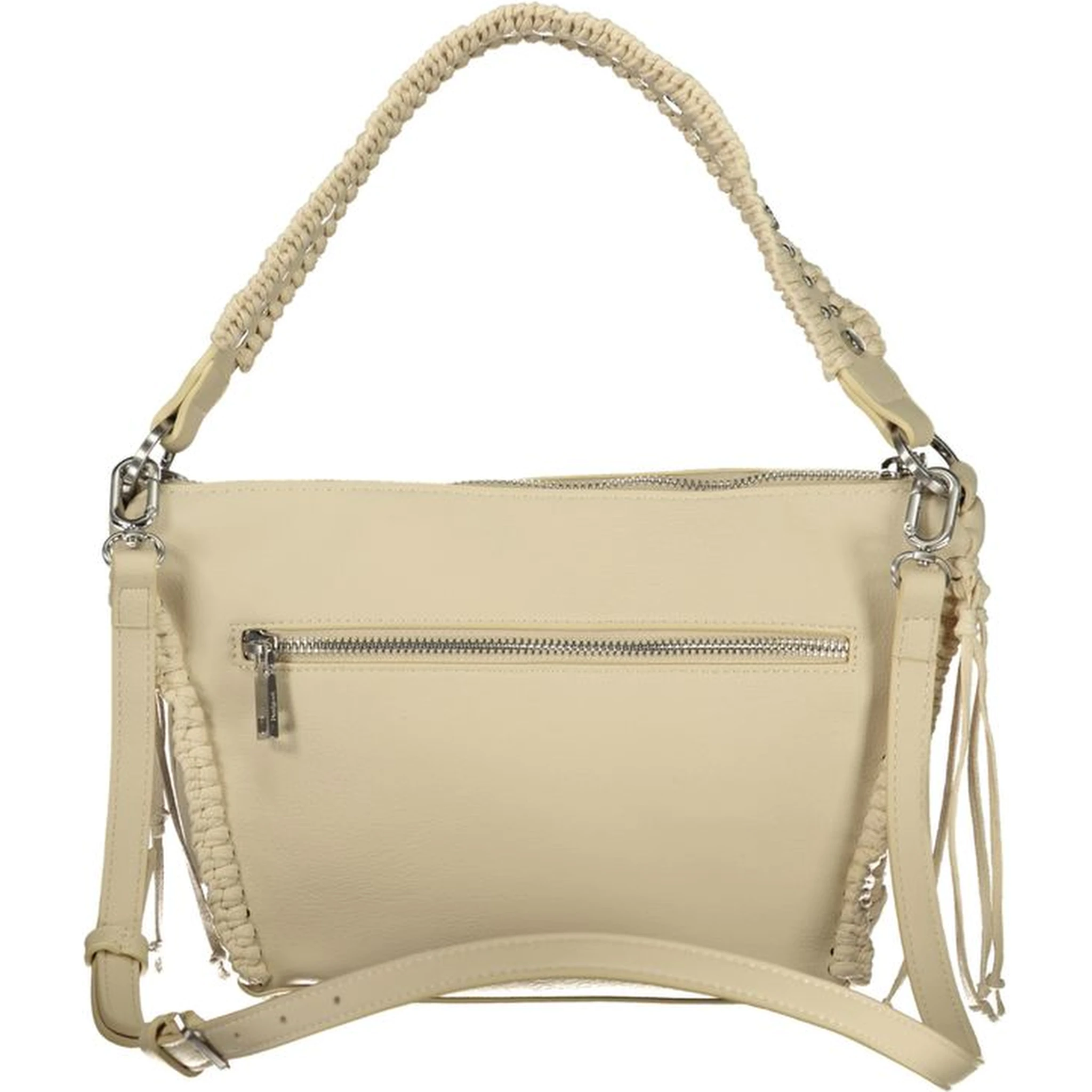 Beige Polyurethane Women Handbag