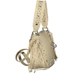 Beige Polyurethane Women Handbag