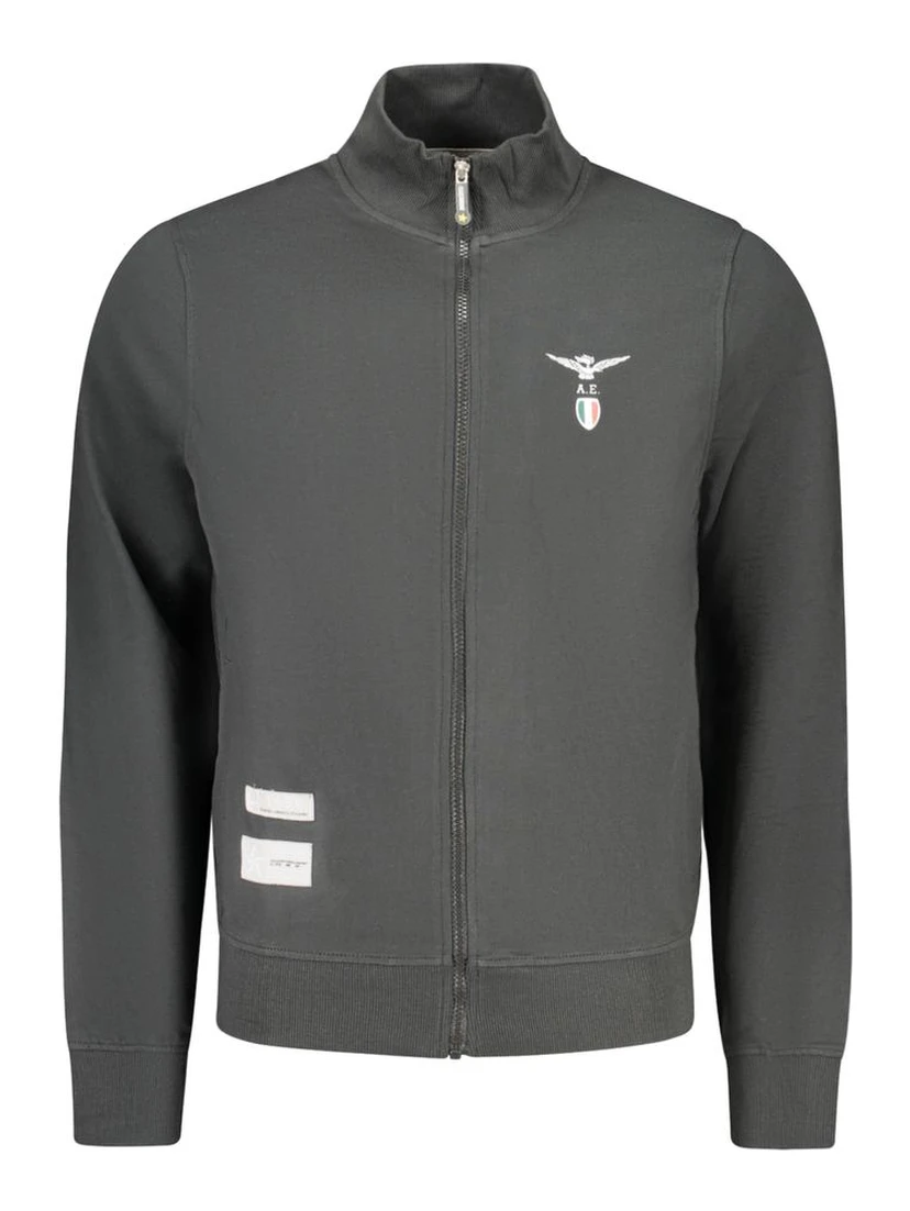 Black Cotton Men Sweatshirt