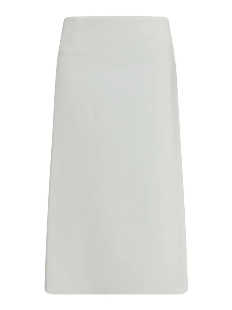 White Cotton Midi Skirt