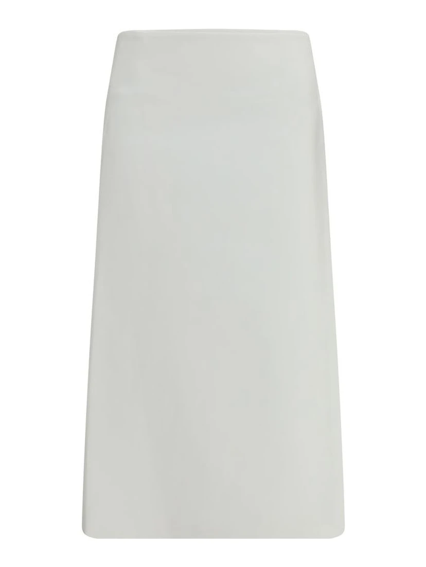 White Cotton Midi Skirt