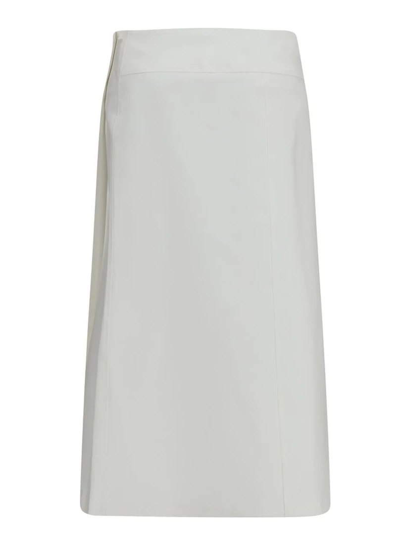 White Cotton Midi Skirt