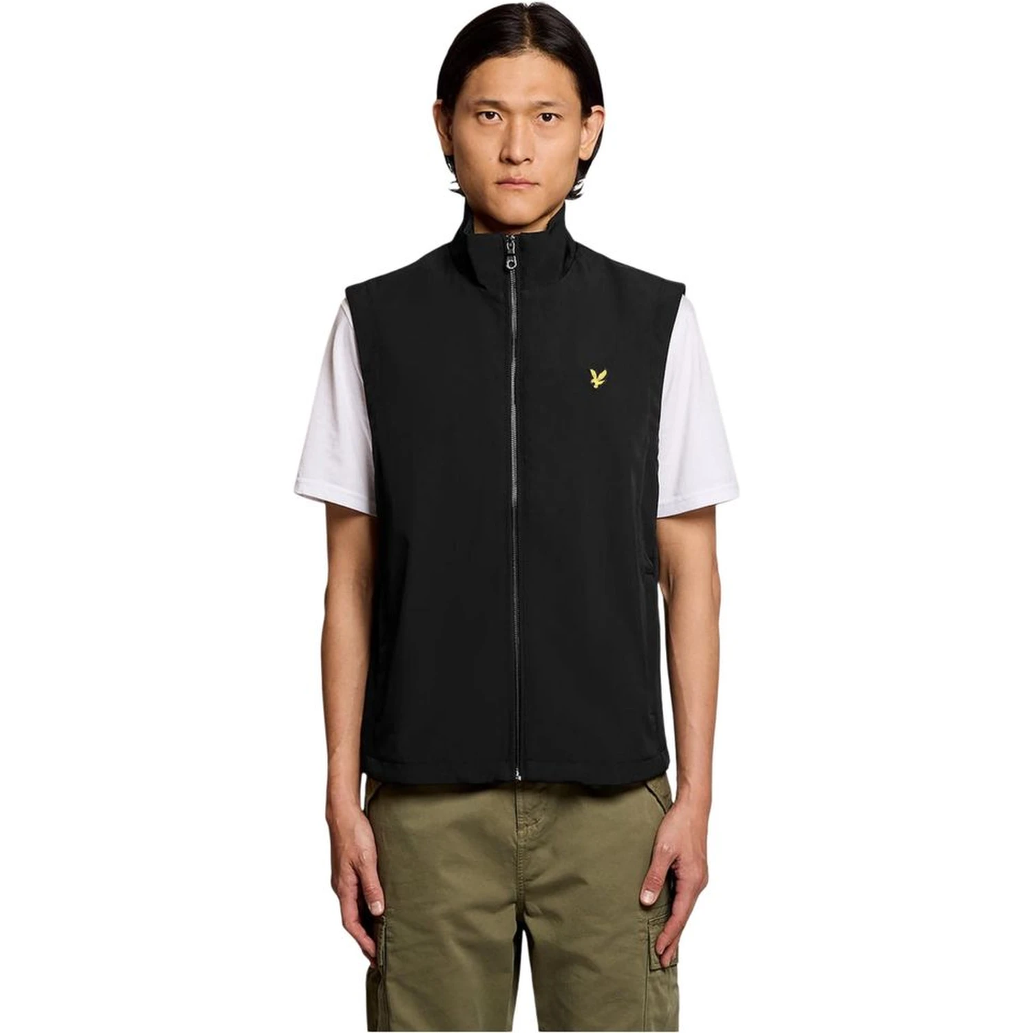 Black Polyester Sleveless Jacket