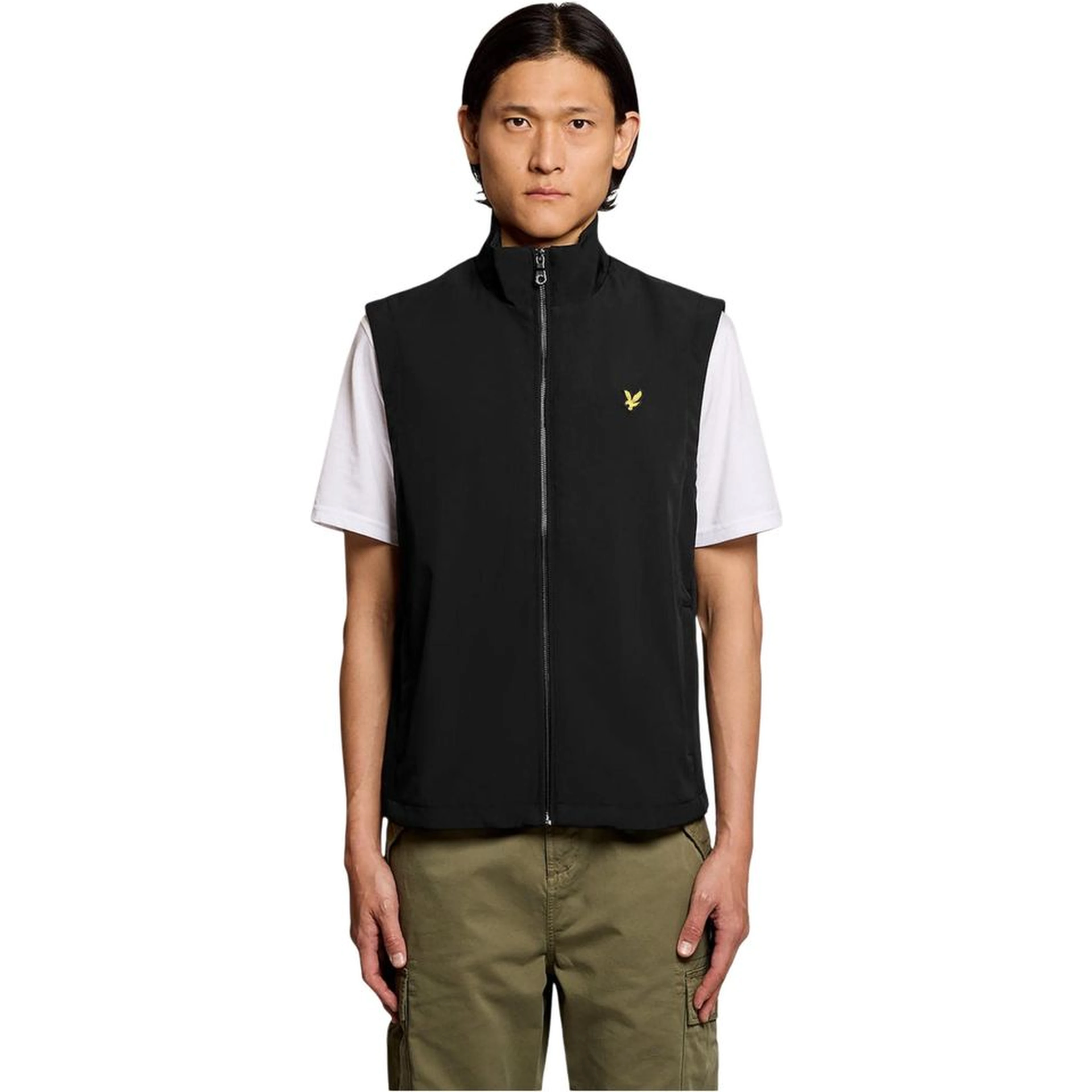 Black Polyester Sleveless Jacket