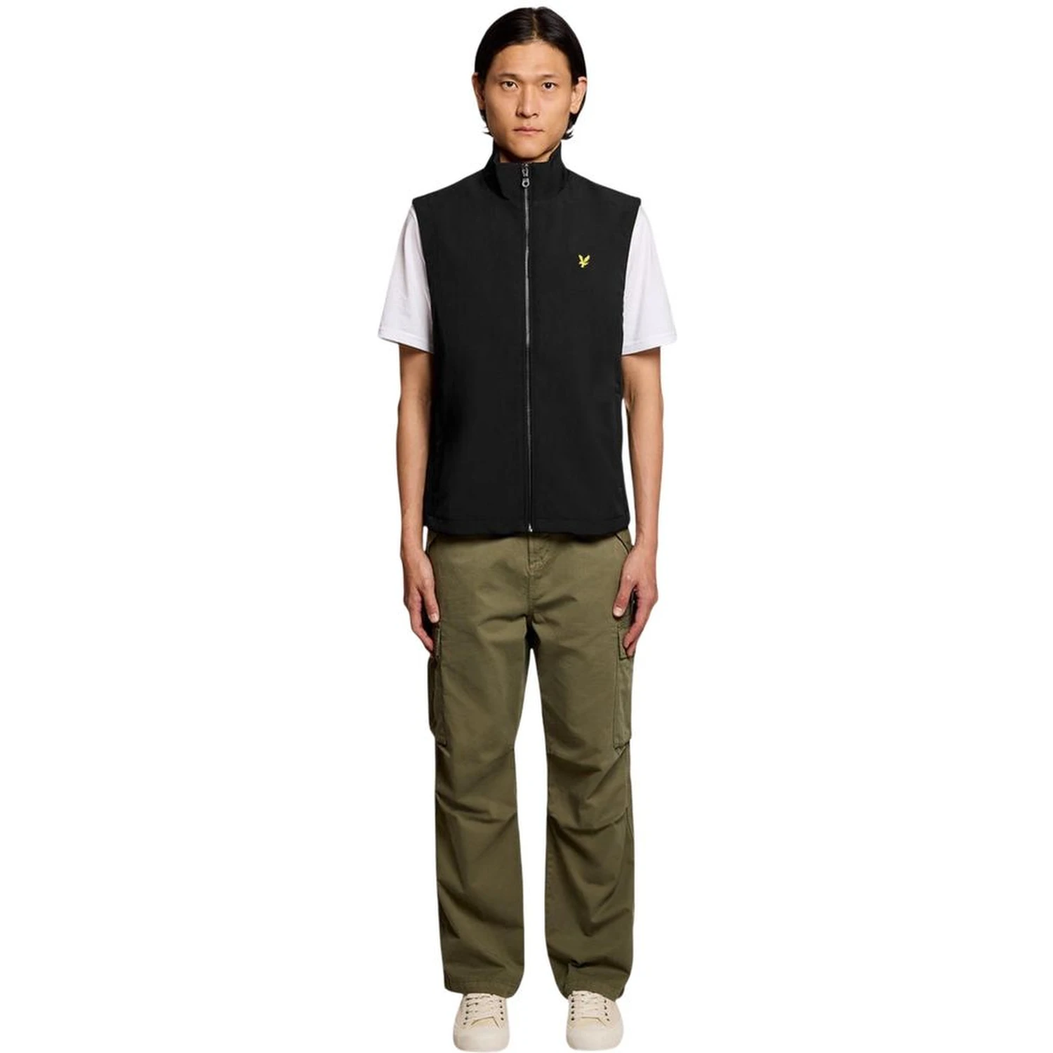 Black Polyester Sleveless Jacket