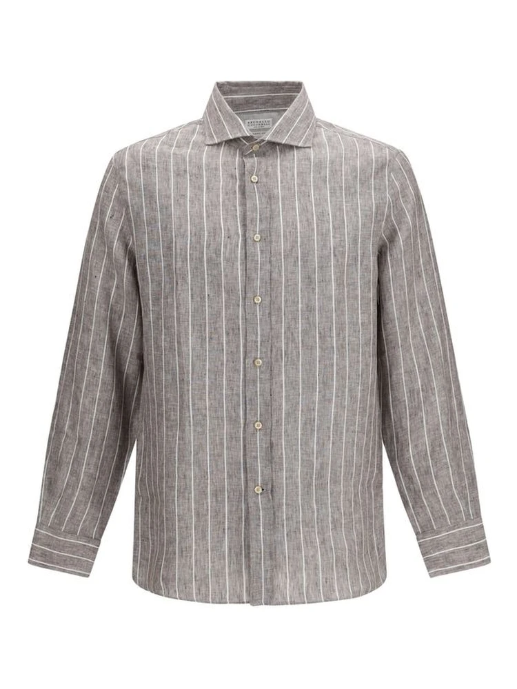 Beige Linen Dress Shirt