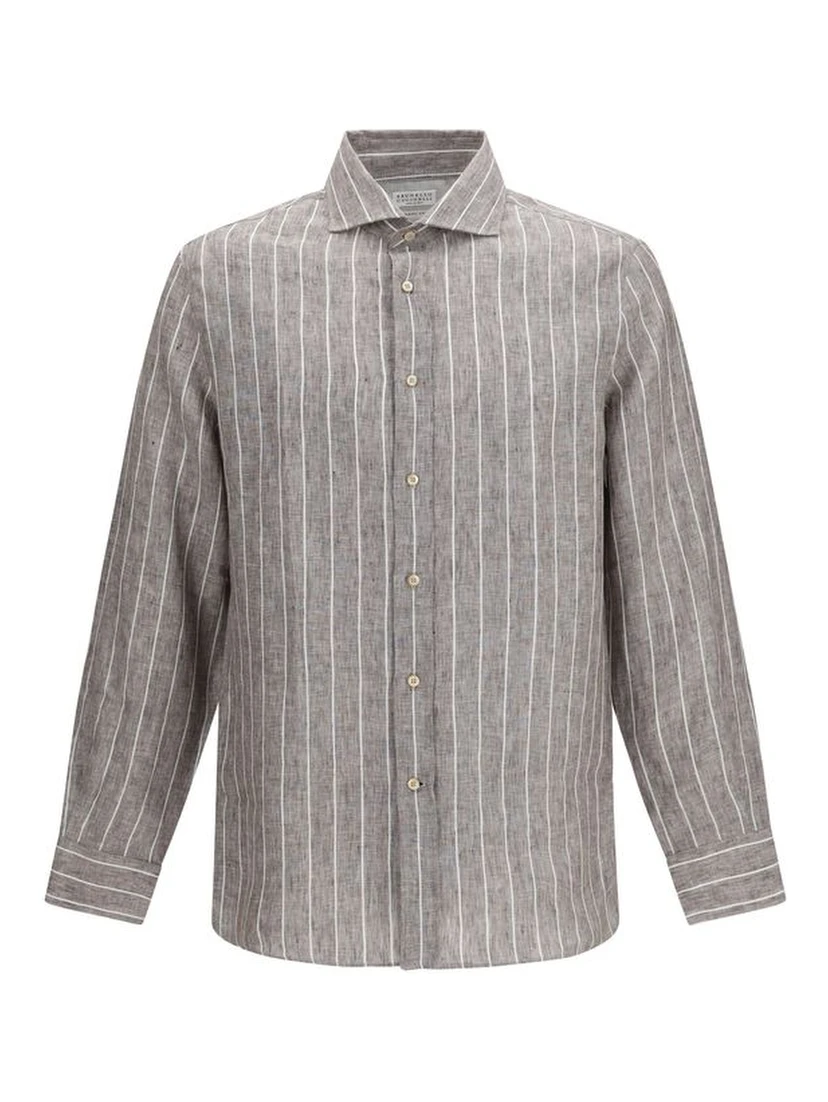 Beige Linen Dress Shirt