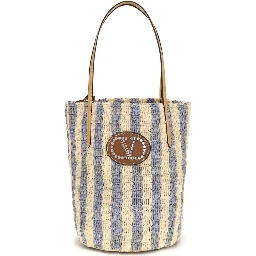Blue Raffia Backet Bag