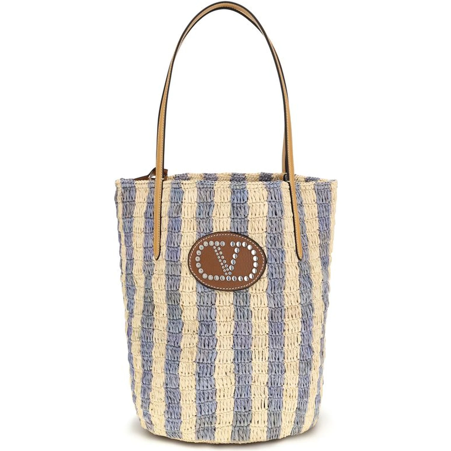 Blue Raffia Backet Bag