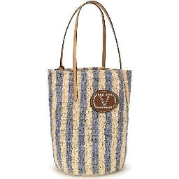 Blue Raffia Backet Bag