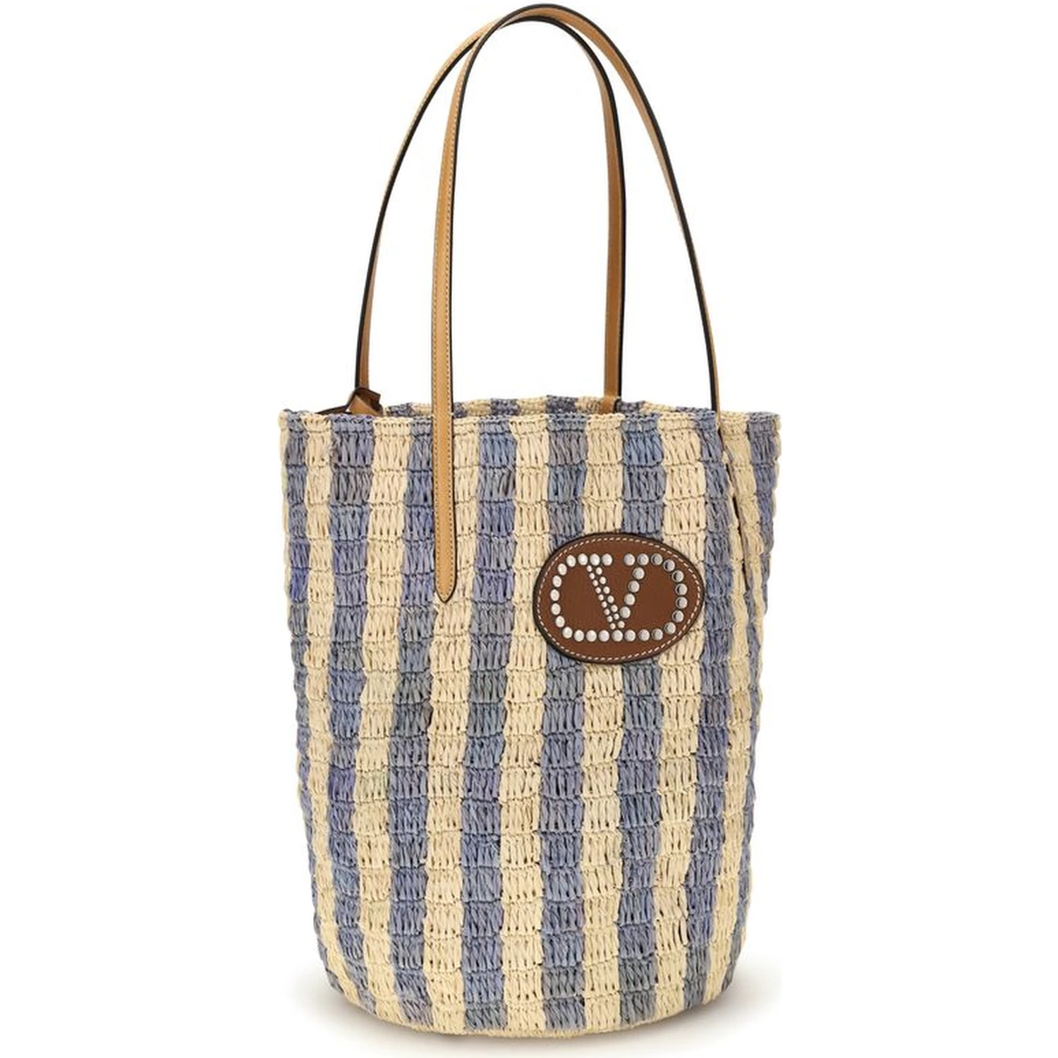 Blue Raffia Backet Bag