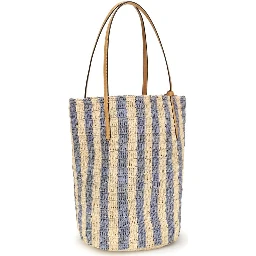 Blue Raffia Backet Bag