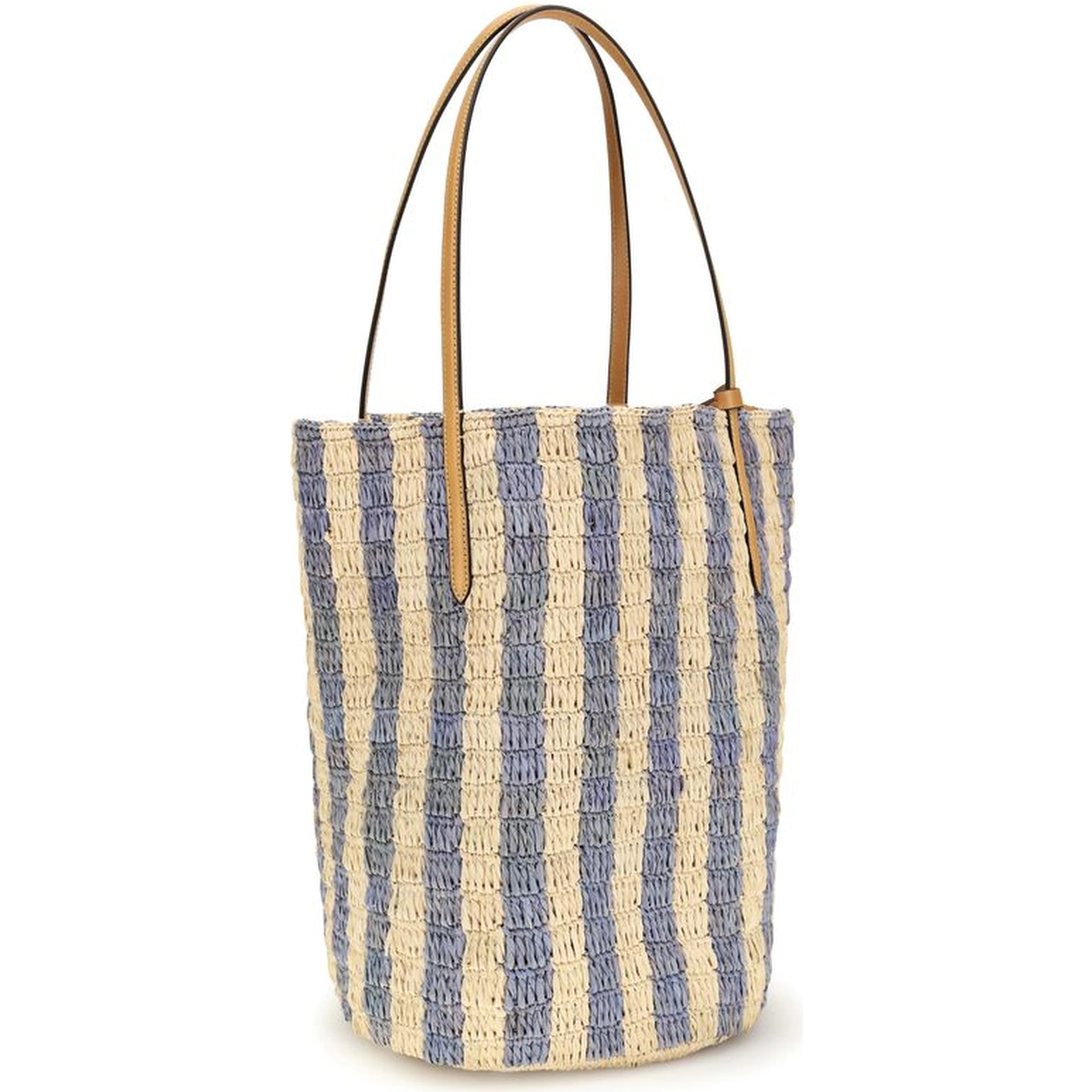 Blue Raffia Backet Bag