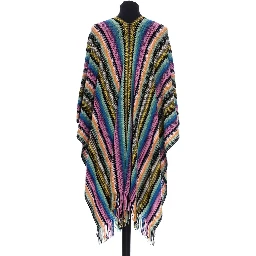 Multicolor Wool Women Poncho