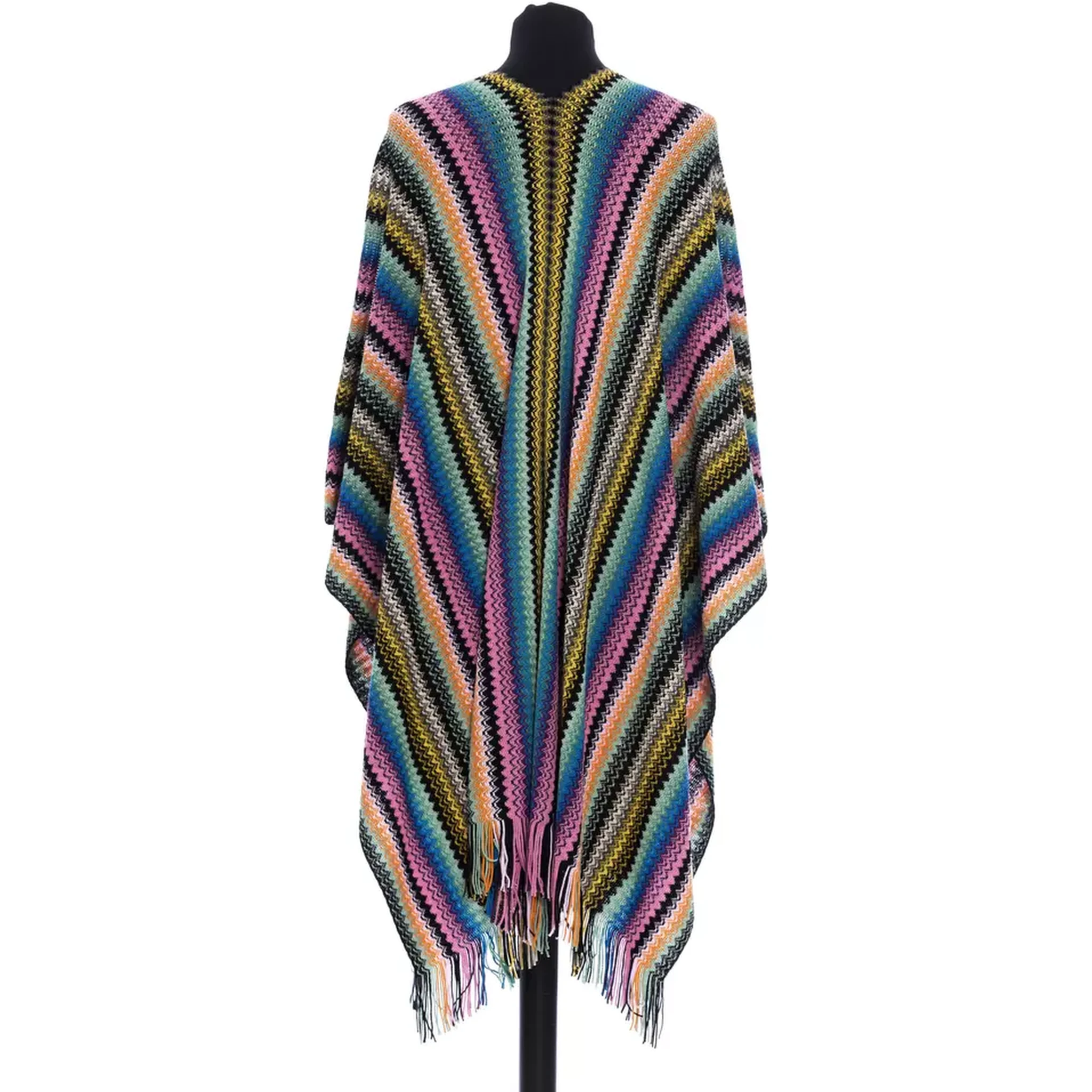 Multicolor Wool Women Poncho