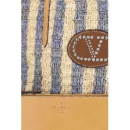 Blue Raffia Backet Bag