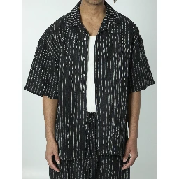 Striped camp collar shirt