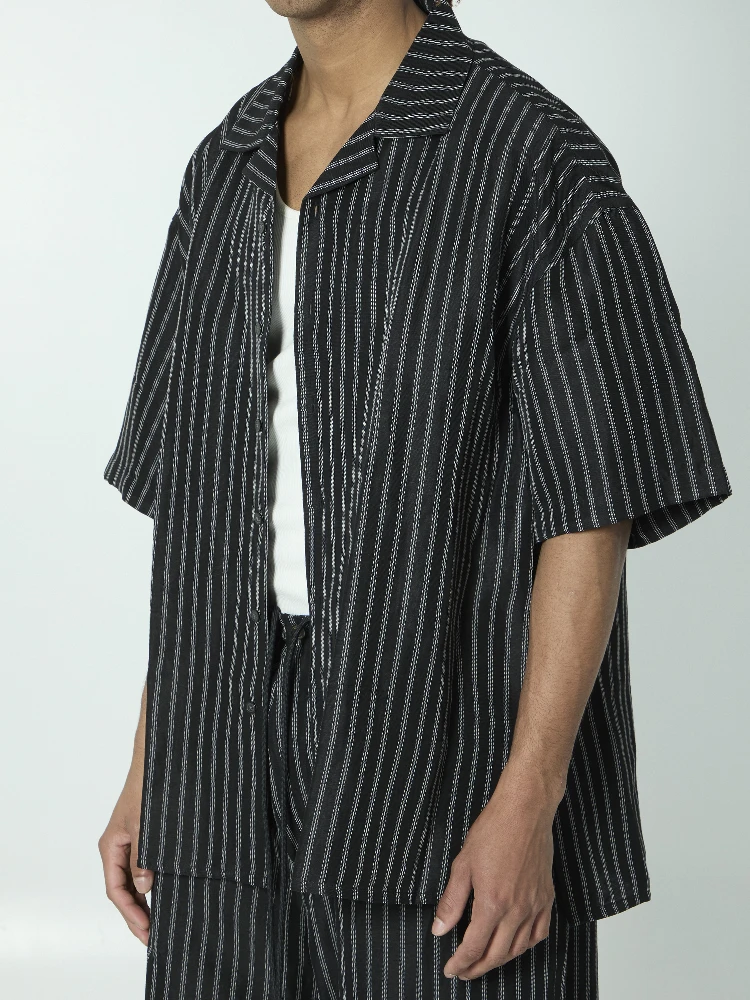 Striped camp collar shirt alternative