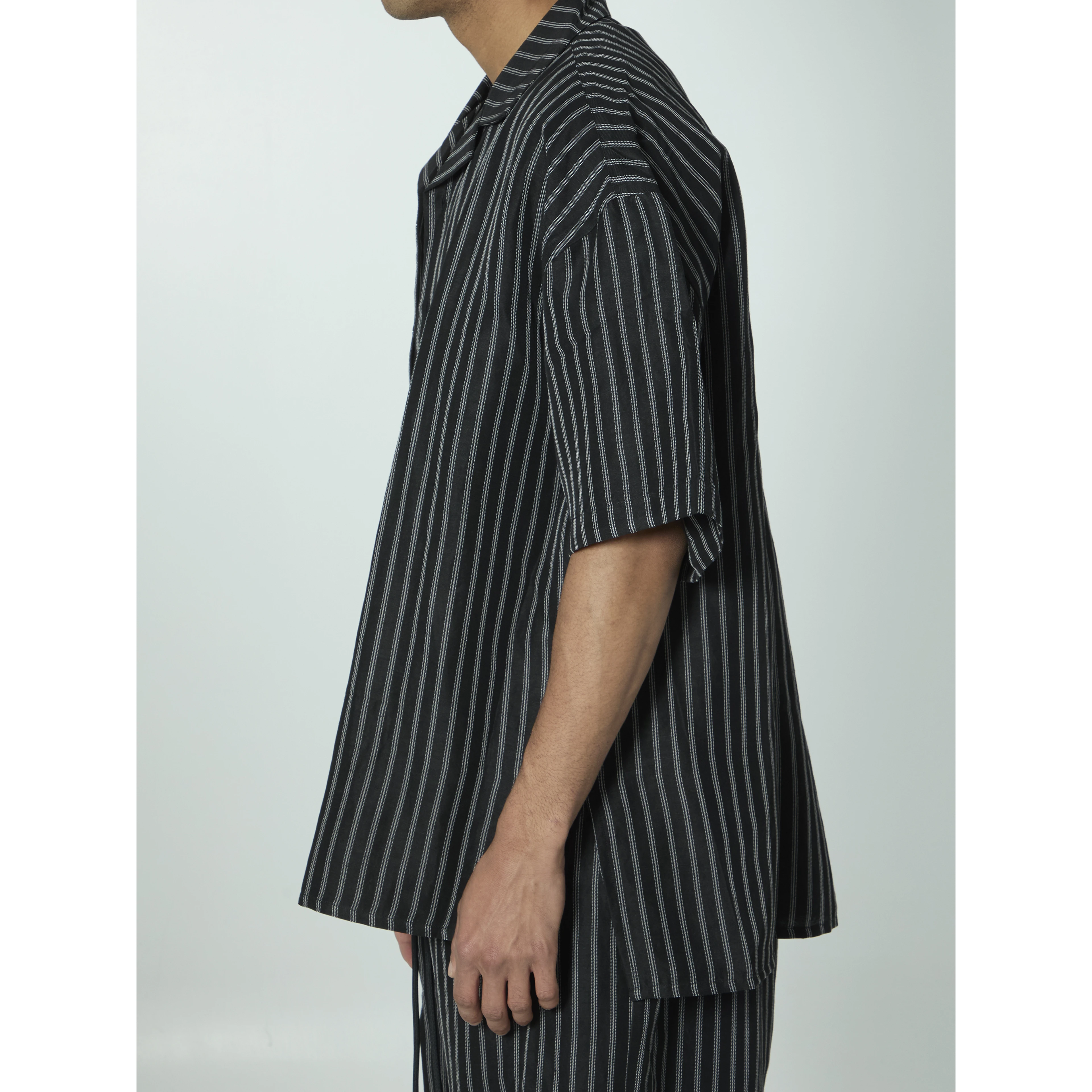 Striped camp collar shirt