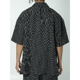 Striped camp collar shirt