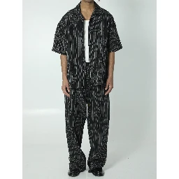 Striped camp collar shirt