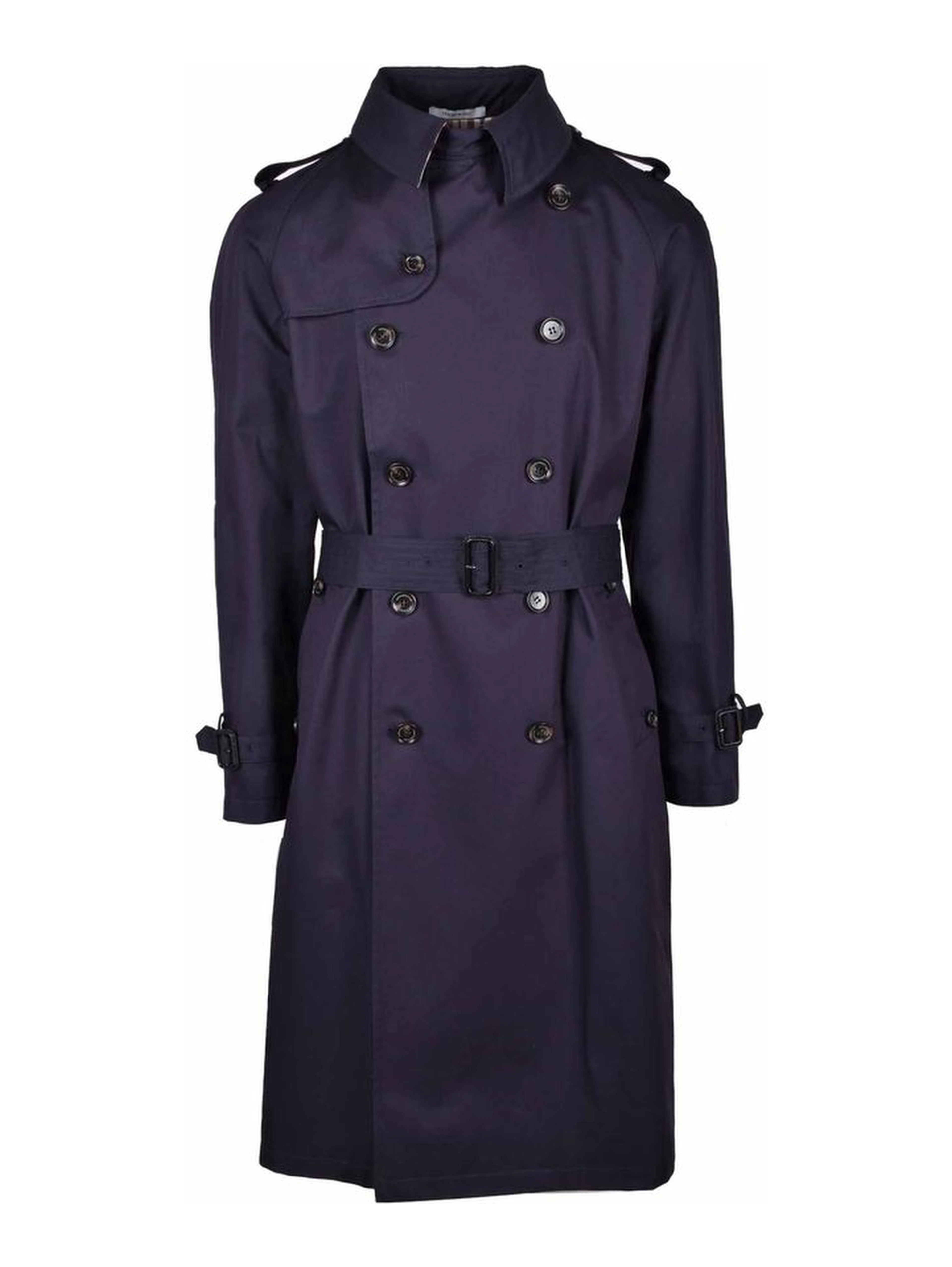 Blue Cotton Men Trench Coat