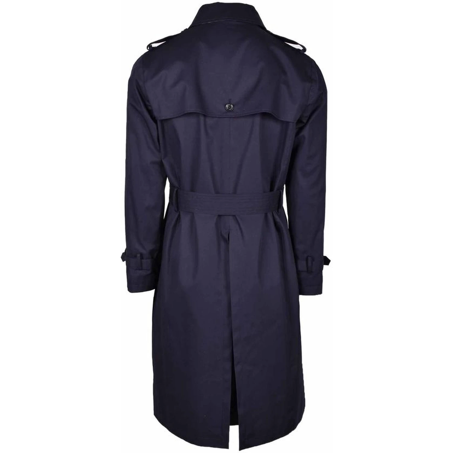 Blue Cotton Men Trench Coat
