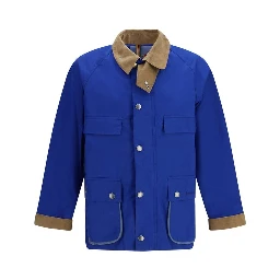 Blue Cotton Full-Length Jacket