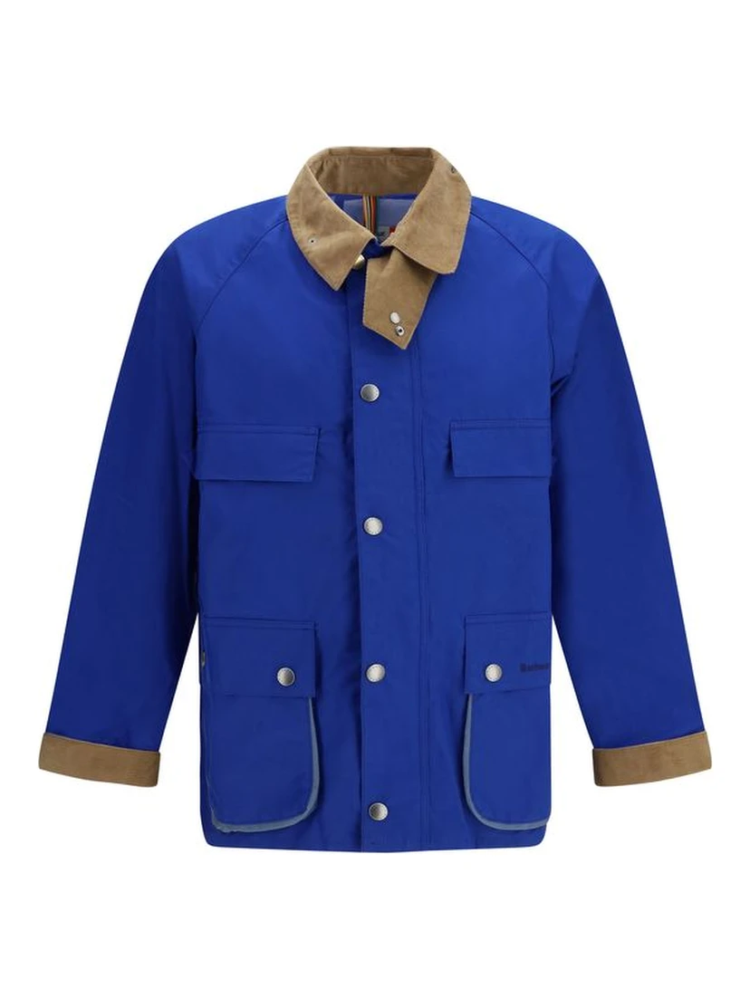 Blue Cotton Full-Length Jacket