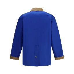 Blue Cotton Full-Length Jacket
