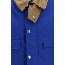Blue Cotton Full-Length Jacket