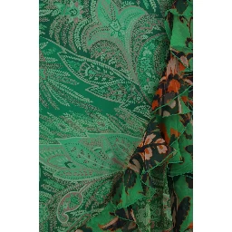 Bicolor Silk Long Skirt