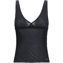Black Silk Sleeveles T-Shirt