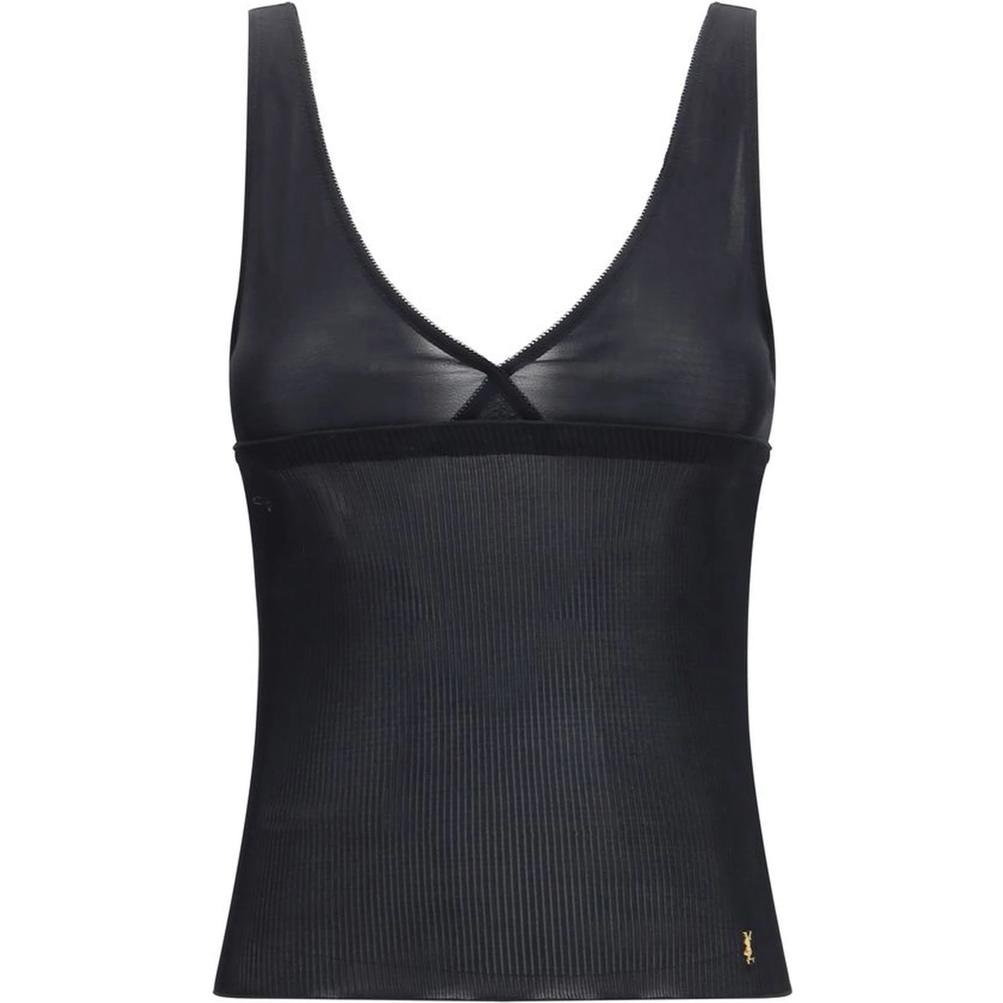 Black Silk Sleeveles T-Shirt