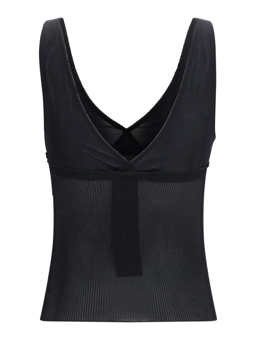 Black Silk Sleeveles T-Shirt