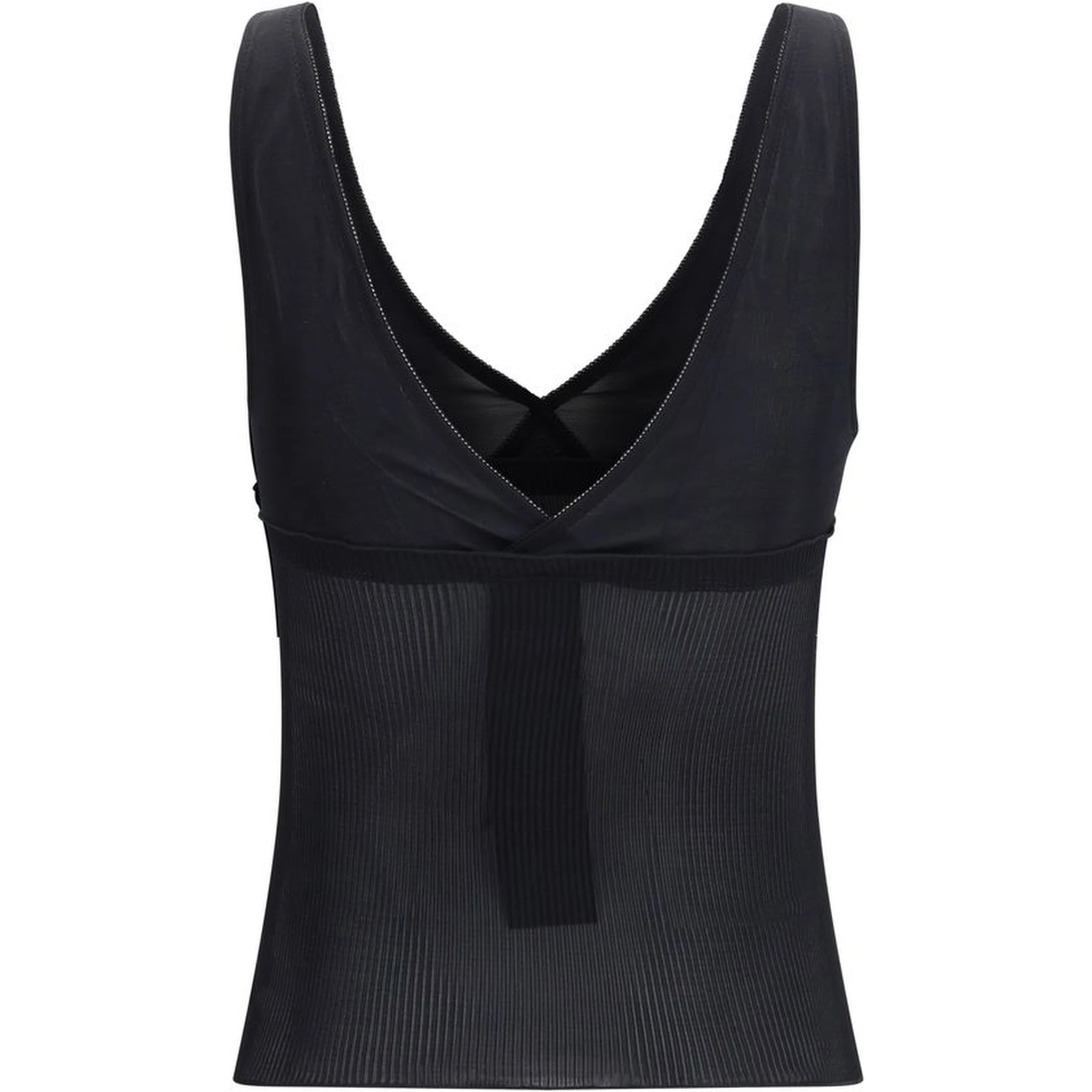 Black Silk Sleeveles T-Shirt