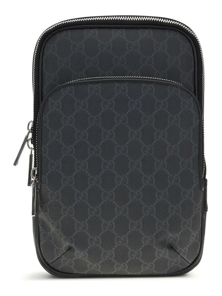 Black Polyurethane Shoulder Bag
